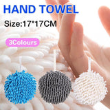 Chenille Hanging Ball Towel for Kitchen Bathroom Hand Drying Absorbent Cloth - White