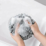 Chenille Hanging Ball Towel for Kitchen Bathroom Hand Drying Absorbent Cloth - White - Side View