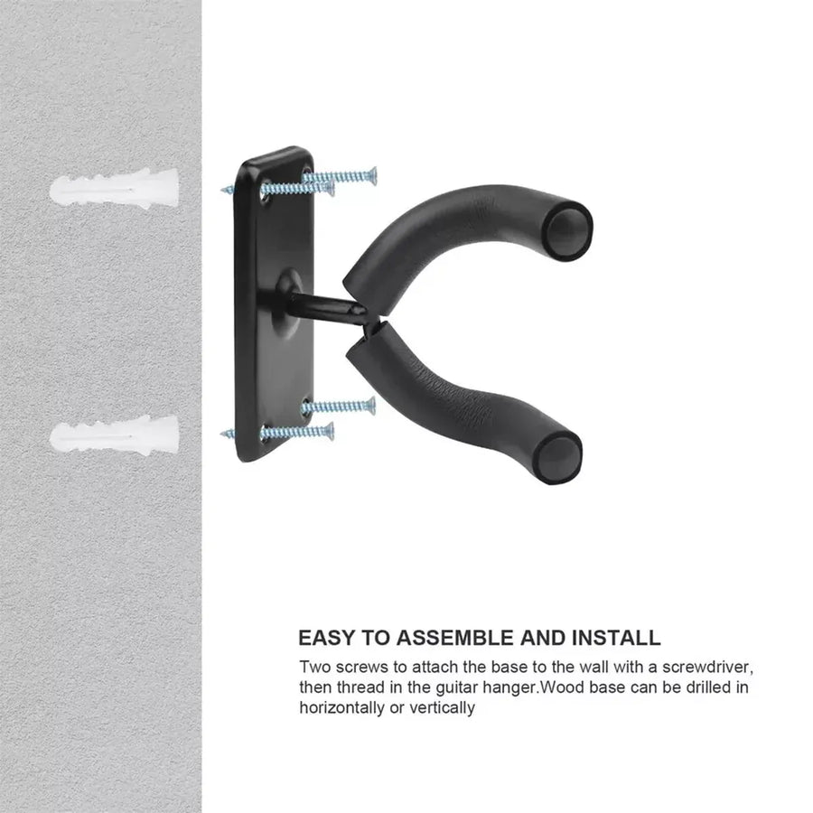Guitar Wall Hanger Rack Hook Non Adjustable Black Mount Holder for Acoustic