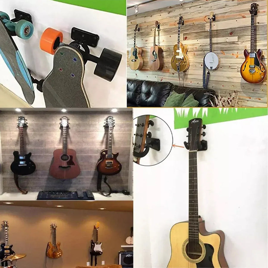 Guitar Wall Hanger Rack Hook Non Adjustable Black Mount Holder for Acoustic