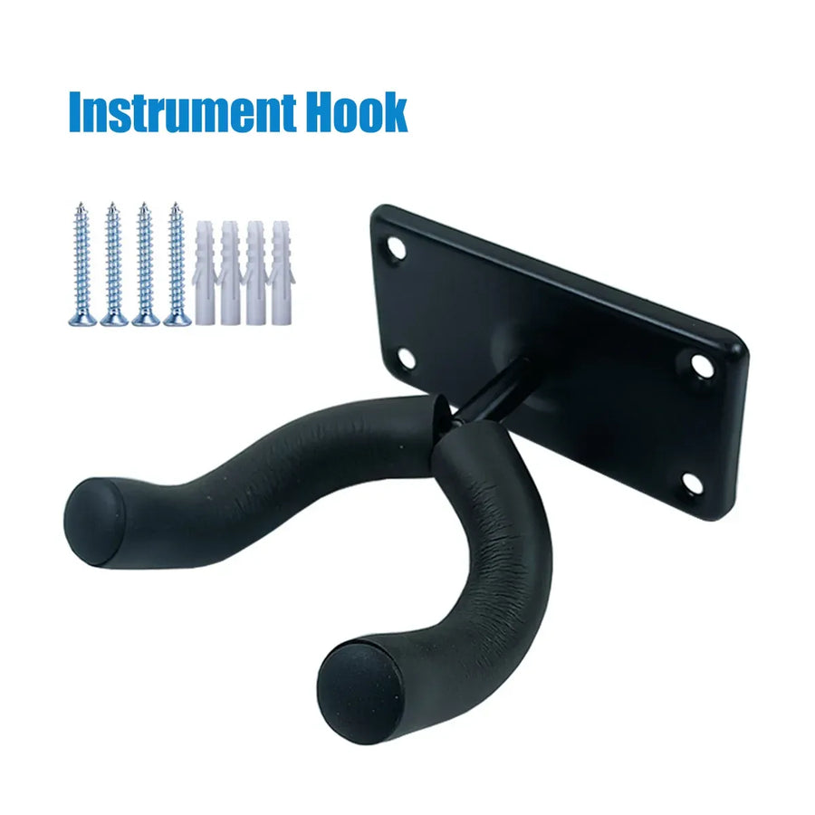 Guitar Wall Hanger Rack Hook Non Adjustable Black Mount Holder for Acoustic