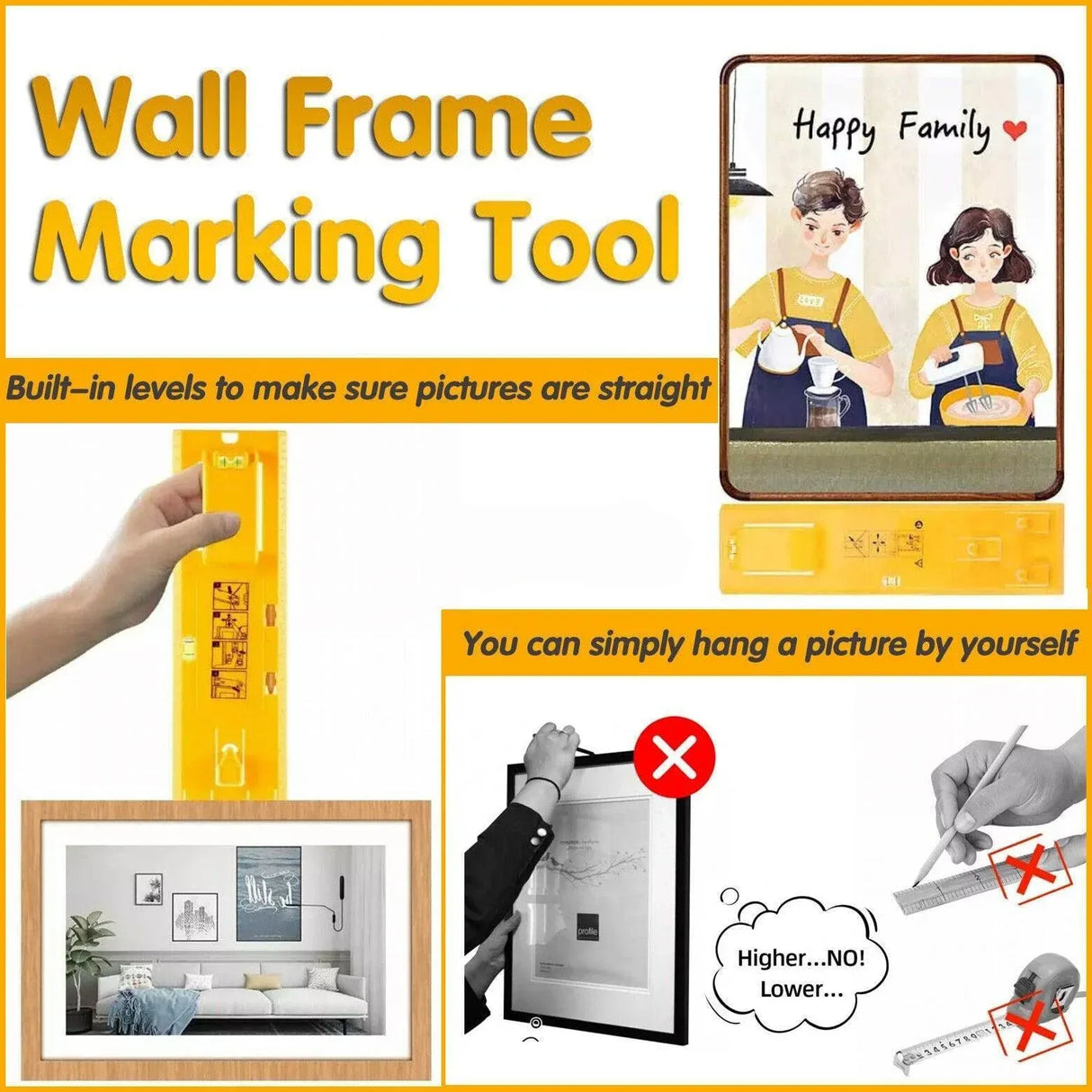 Picture Hanging Tool Tools Frame Hanger Easy Wall Photo Hanging Level Ruler Au