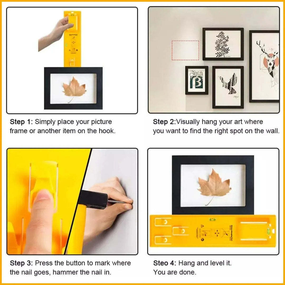 Picture Hanging Tool Tools Frame Hanger Easy Wall Photo Hanging Level Ruler Au