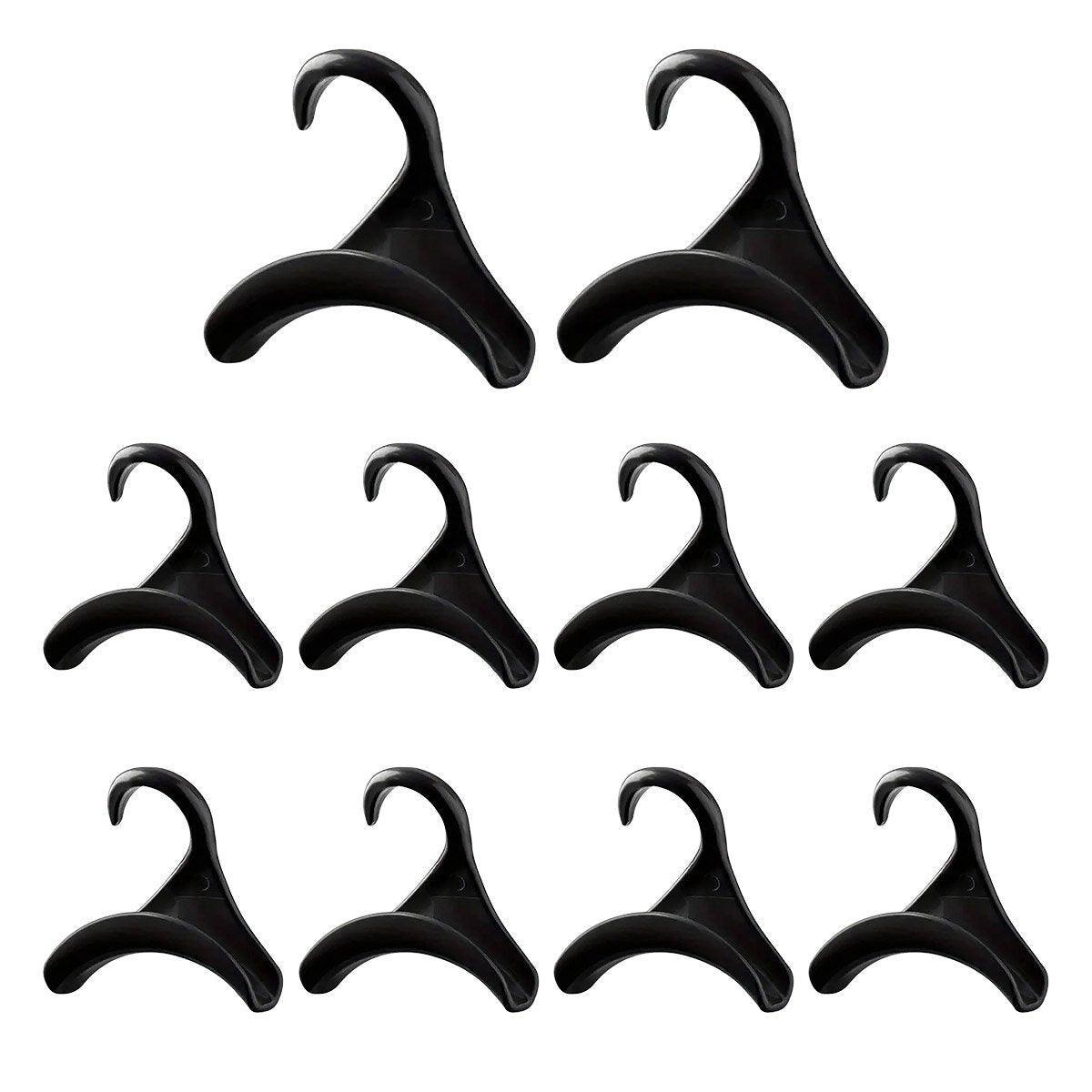 10PCS Wardrobe Plastic Storage Rack Hook Multi-Purpose Hanger Tie Scarf Holder - Black