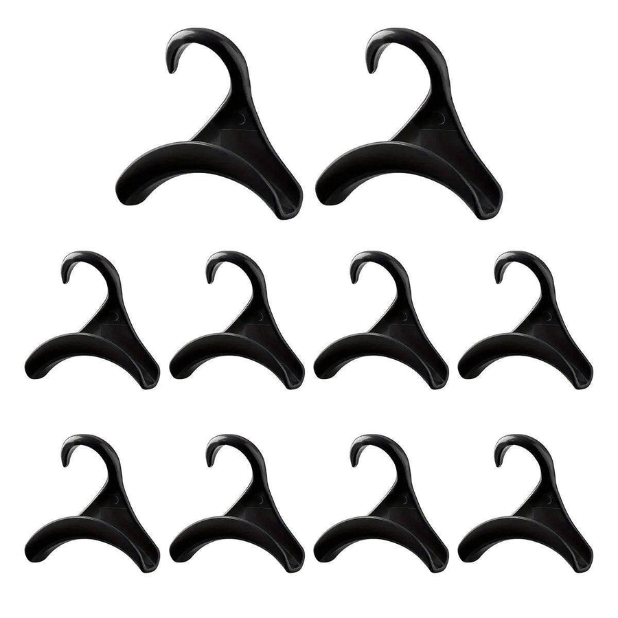 10PCS Wardrobe Plastic Storage Rack Hook Multi-Purpose Hanger Tie Scarf Holder - Black