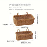 Wall-Mounted Rattan Style Hanging Storage Basket Kitchen Vegetable Fruit Basket - Large - Side View