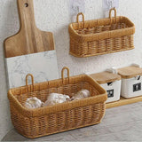 Wall-Mounted Rattan Style Hanging Storage Basket Kitchen Vegetable Fruit Basket - Large - Top-Down View