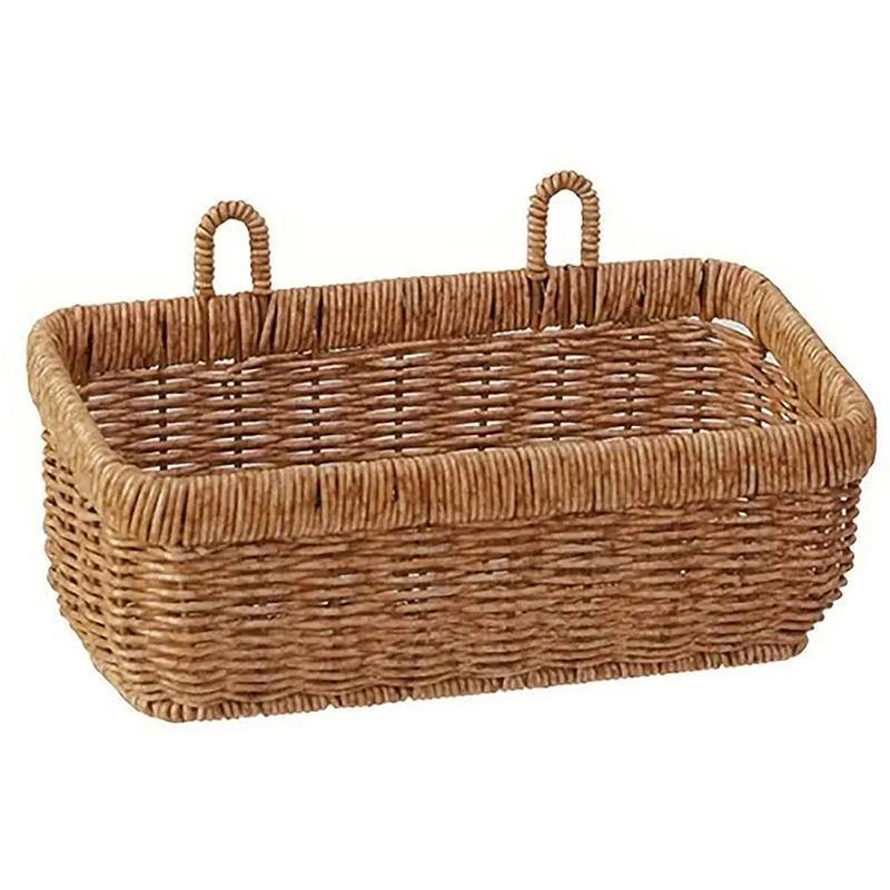 Wall-Mounted Rattan Style Hanging Storage Basket Kitchen Vegetable Fruit Basket - Large