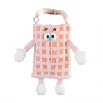 Plush Car Tissue Box Striped Plaid Seatback Hanging Tissue Holder Drawer Design - Pink