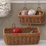 Wall-Mounted Rattan Style Hanging Storage Basket Kitchen Vegetable Fruit Basket - Small - 45-Degree Angle