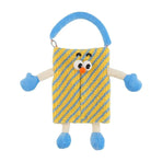 Plush Car Tissue Box Striped Plaid Seatback Hanging Tissue Holder Drawer Design - Yellow