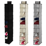 10 Tier Clothes Organiser Wardrobe Hanging Storage Closet Shoes Hanger Bag AU - Black - Top-Down View