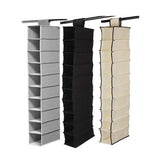 10 Tier Clothes Organiser Wardrobe Hanging Storage Closet Shoes Hanger Bag AU - Beige - Front View