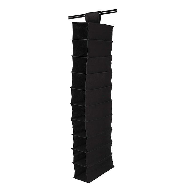 10 Tier Clothes Organiser Wardrobe Hanging Storage Closet Shoes Hanger Bag AU - Beige