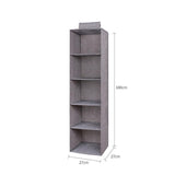 3/4/5 Tier Hanging Closet Organizer Fabric Storage Shelves for Wardrobe and Shoes - 5 Tier - Rear View