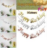 Happy Birthday Party Banner Decorations in Rose Gold Silver or Gold Bunting Garland - Gold