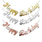 Happy Birthday Party Banner Decorations in Rose Gold Silver or Gold Bunting Garland - Gold
