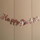Happy Birthday Party Banner Decorations in Rose Gold Silver or Gold Bunting Garland - Gold - Side View
