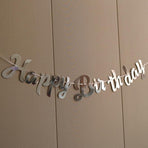 Happy Birthday Party Banner Decorations in Rose Gold Silver or Gold Bunting Garland - Gold