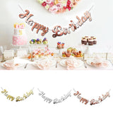 Happy Birthday Party Banner Decorations in Rose Gold Silver or Gold Bunting Garland - Gold - Rear View
