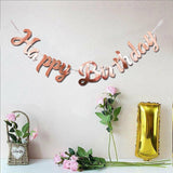 Happy Birthday Party Banner Decorations in Rose Gold Silver or Gold Bunting Garland - Gold - Extra Image