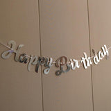 Happy Birthday Party Banner Decorations in Rose Gold Silver or Gold Bunting Garland - Rose Gold