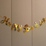Happy Birthday Party Banner Decorations in Rose Gold Silver or Gold Bunting Garland - Rose Gold