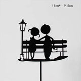 Happy Birthday Acrylic Cake Topper Cake Decoration Golden Silver Party - Black-Bicircle Birthday - Top-Down View