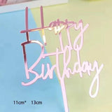 Happy Birthday Acrylic Cake Topper Cake Decoration Golden Silver Party - Black-Bicircle Birthday - 45-Degree Angle