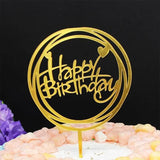 Happy Birthday Acrylic Cake Topper Cake Decoration Golden Silver Party - Black-Bicircle Birthday - Extra Image