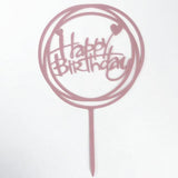 Happy Birthday Acrylic Cake Topper Cake Decoration Golden Silver Party - Rose Gold-Acrylic Birthday - Close-Up Angle