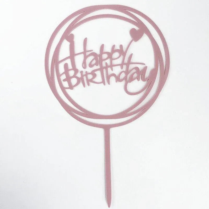 Happy Birthday Acrylic Cake Topper Cake Decoration Golden Silver Party - Silver-Bicircle Birthday