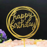 Happy Birthday Acrylic Cake Topper Cake Decoration Golden Silver Party - Silver-Bicircle Birthday - Extra Image