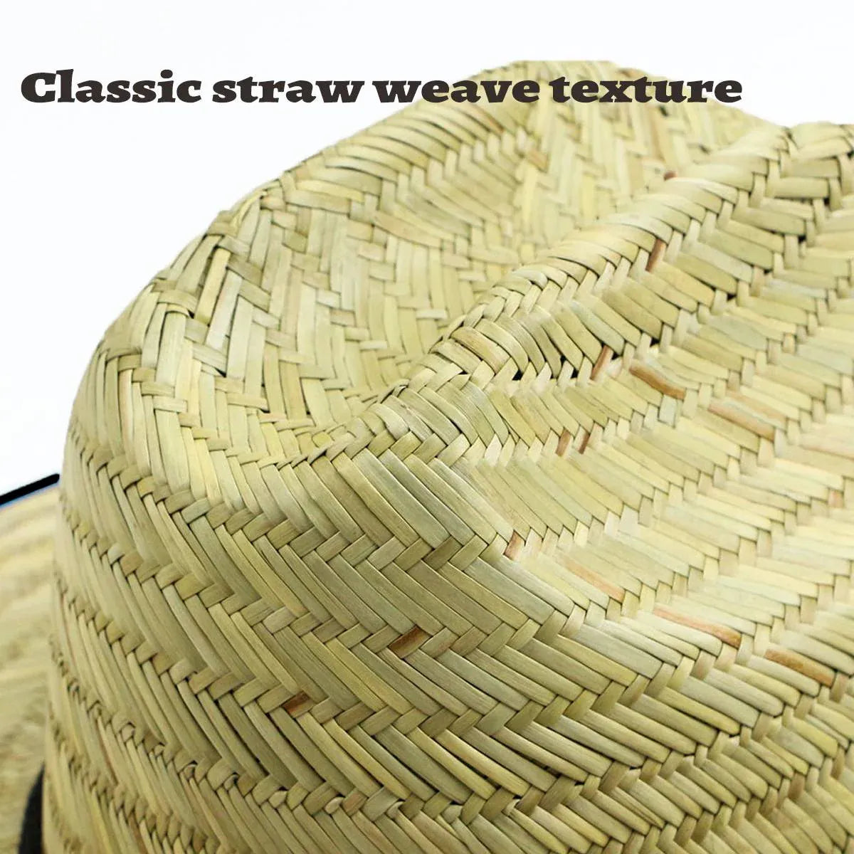 Handmade Braided Wide Brim Summer Straw Jazz Hat Beach Sun Protection Outdoor