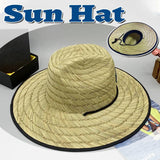 Handmade Braided Wide Brim Summer Straw Jazz Hat Beach Sun Protection Outdoor - Extra Image