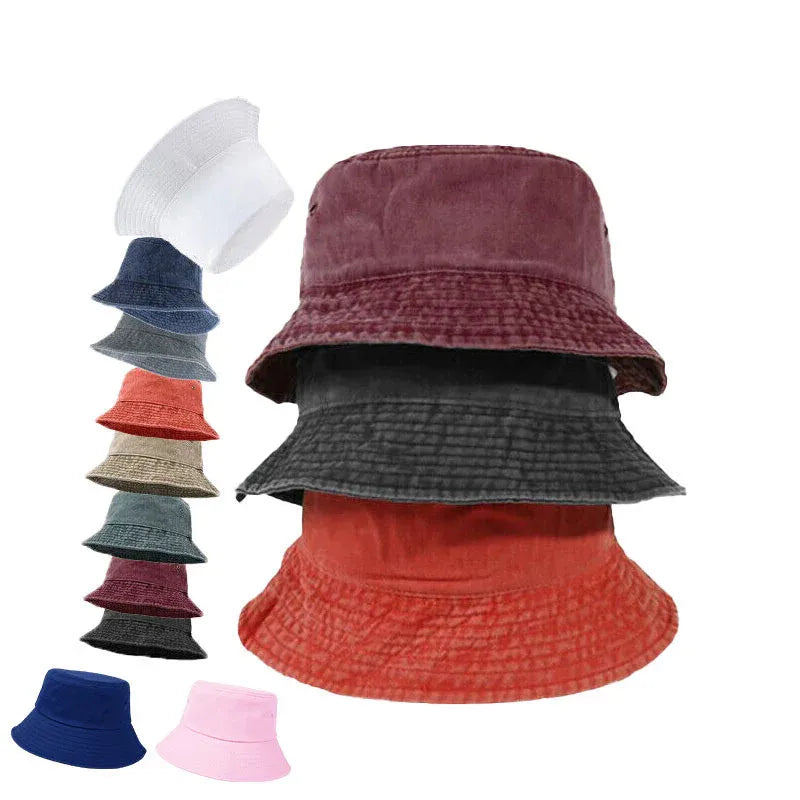 Unisex Men Women Washed Cotton Outdoor Camping Sports Bucket Hats Fisherman Hat - Pink