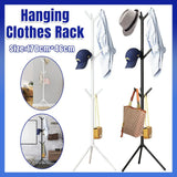 6Hooks Coat Stand Rack Clothes Hanger Hat Tree Jacket Umbrella Storage Organizer - Black - Front View