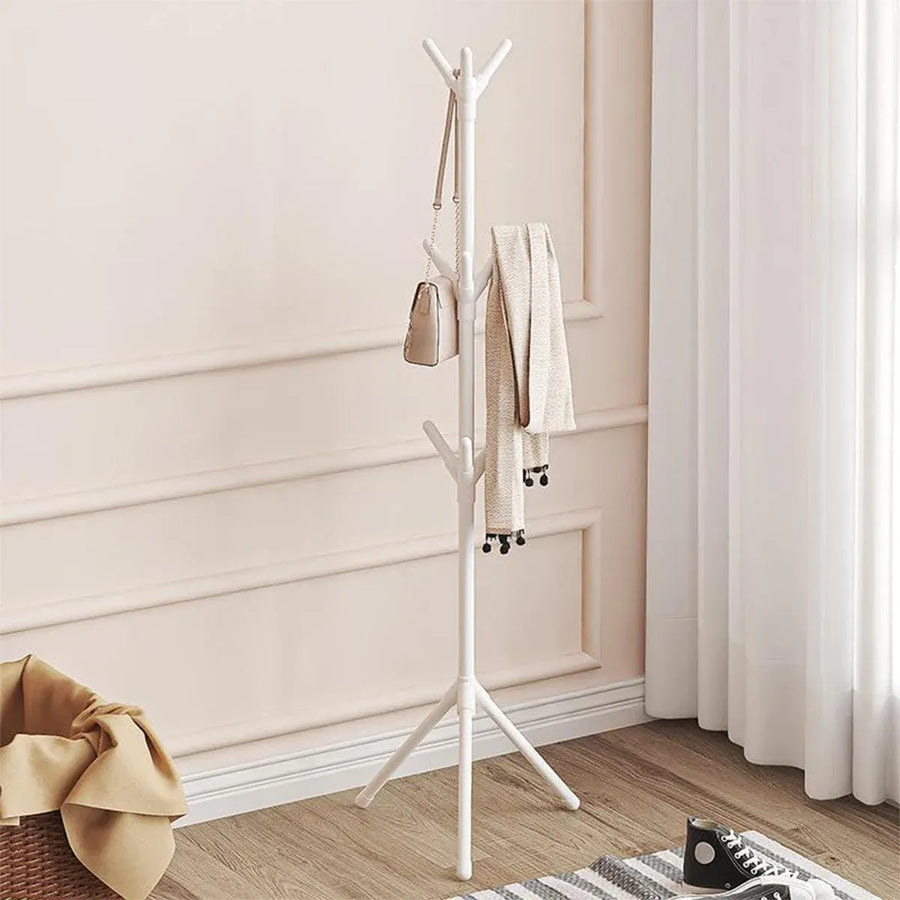 6Hooks Coat Stand Rack Clothes Hanger Hat Tree Jacket Umbrella Storage Organizer - Black