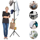 6Hooks Coat Stand Rack Clothes Hanger Hat Tree Jacket Umbrella Storage Organizer - Black - Extra Image