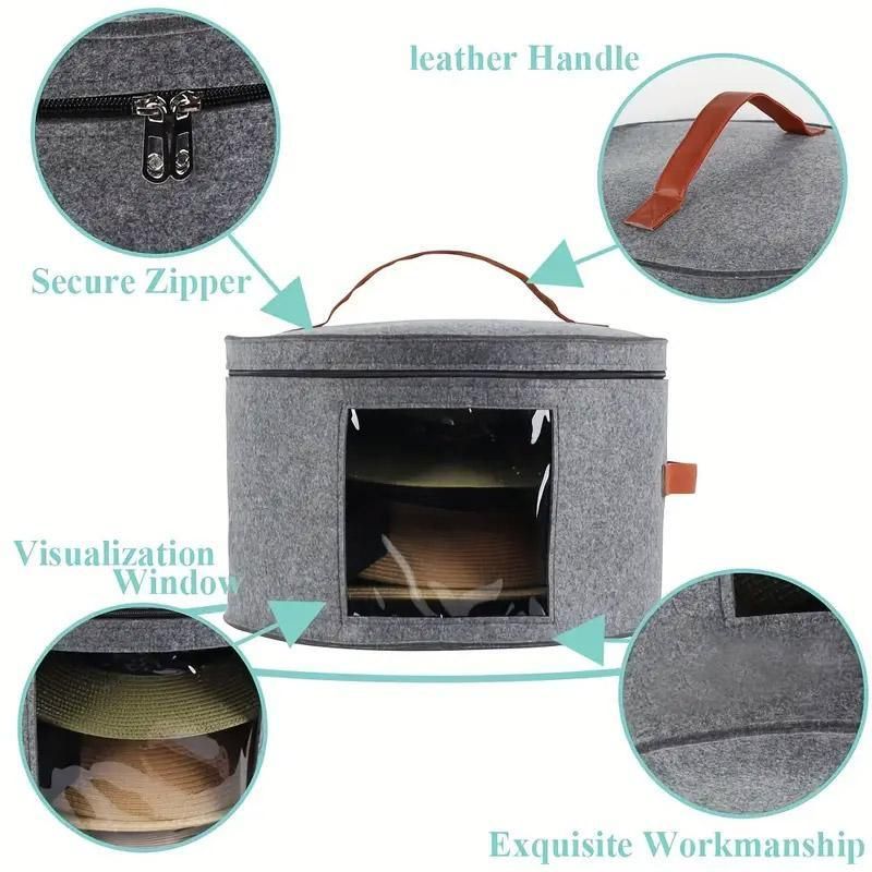 1-Piece Grey Felt Hat and Clothing Storage Case
