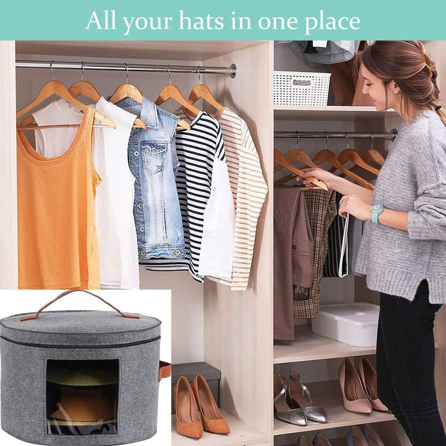 1-Piece Grey Felt Hat and Clothing Storage Case