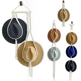 Boho Hand-Woven Macrame Hat Display Rack Hanging Cap Holder 1-3 Hat Rope hanger - D(2Hat Rope hanger) - Front View