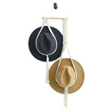 Boho Hand-Woven Macrame Hat Display Rack Hanging Cap Holder 1-3 Hat Rope hanger - D(2Hat Rope hanger) - Rear View