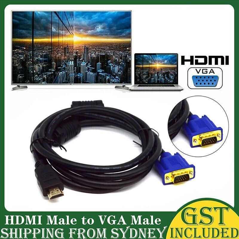 Hdmi Male To Vga Male Cable Adapter Monitor Lead Hd 15Pin 1080P Converter Laptop