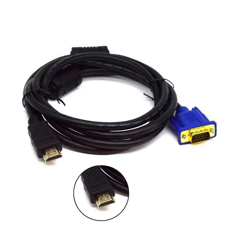 Hdmi Male To Vga Male Cable Adapter Monitor Lead Hd 15Pin 1080P Converter Laptop
