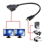Hdmi Splitter 1 In 2 Out Cable Adapter Converter 1080P Multi Display Duplicator - Top-Down View