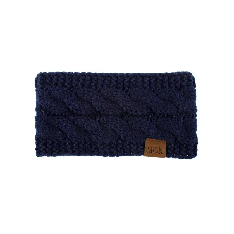 Winter Knitted Headband Crochet Ear Warmer Hair Wrap Turban Style for Women - Black