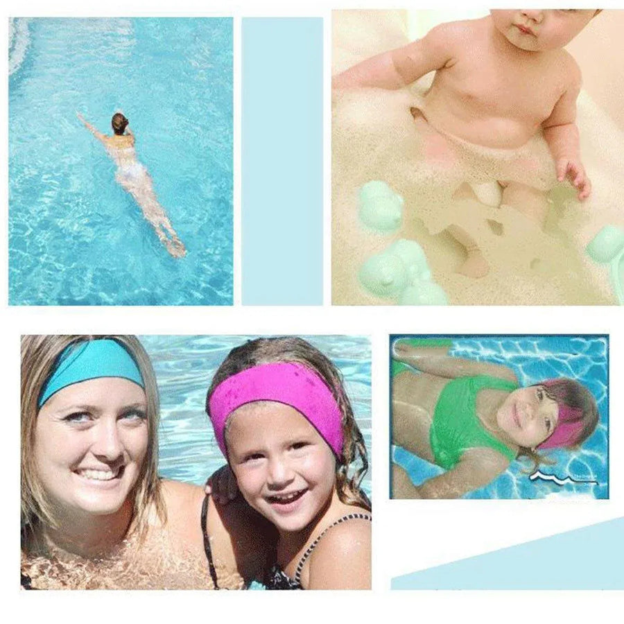 Adjustable Waterproof Swimming Headband for Ear Protection Unisex Diving Use - Purple-M