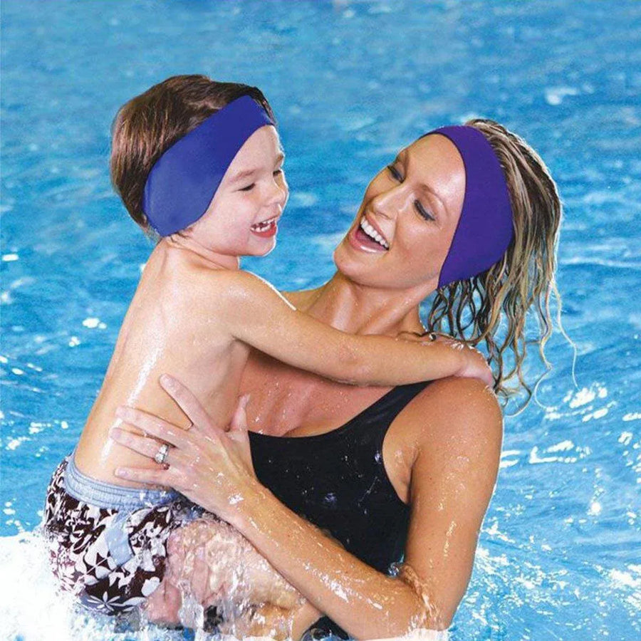 Adjustable Waterproof Swimming Headband for Ear Protection Unisex Diving Use - Purple-M