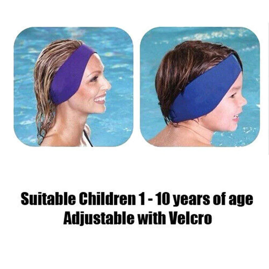 Adjustable Waterproof Swimming Headband for Ear Protection Unisex Diving Use - Red-L